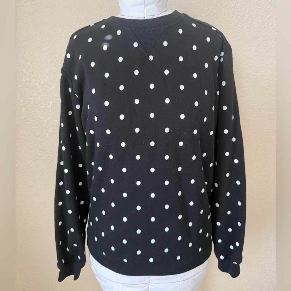 Karen Scott Black and White Polka Dot Crewneck Sweater